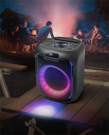 Reproduktor, Bluetooth, s mikrofónom, LED svetlami, 150W, MUSE "M-1803DJ", čierny 6