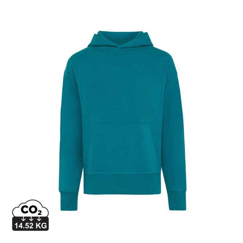 Mikina s kapucňou Iqoniq Yoho relaxed fit z recykl. bavlny verdigris XL