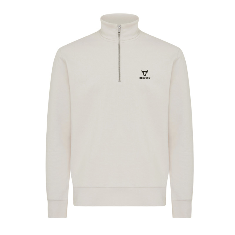 IQONIQ Elgon sveter s krátkym zipsom z recyklovanej bavlny ivory white XXXL 3