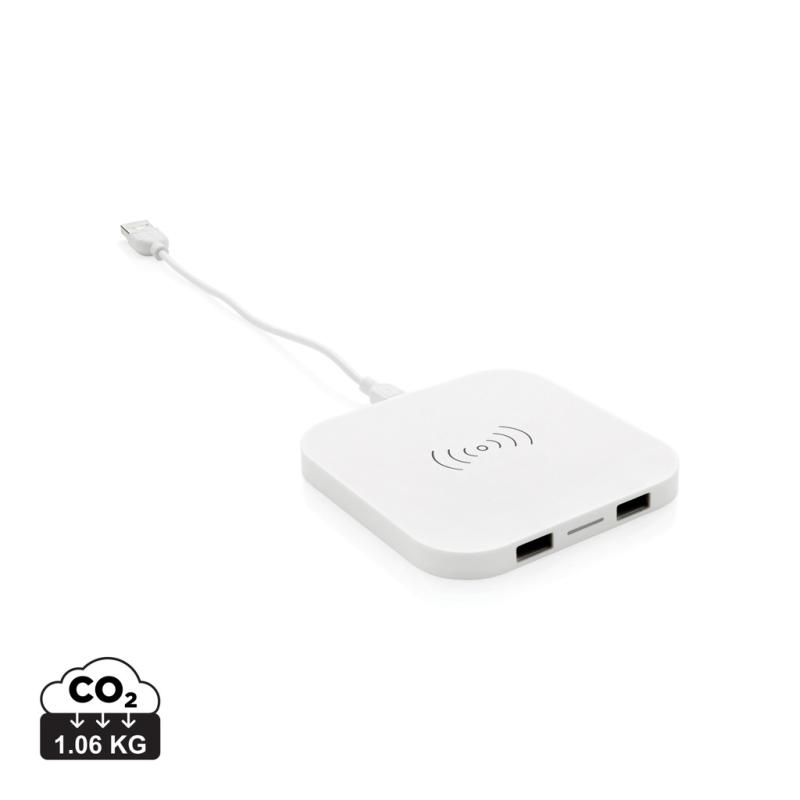 Bezdrôtová nabíjačka 5W s 2 USB biela