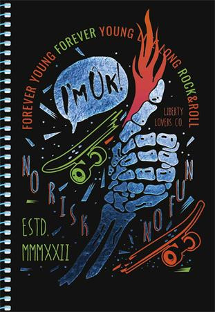 Špirálový zošit, A5, štvorčekový, 80 listov, SHKOLYARYK " Skate board", mix 2