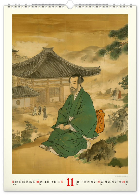 NOTIQUE Nástenný kalendár Vintage plagáty – japonské umenie 2026, 33 x 46 cm 11