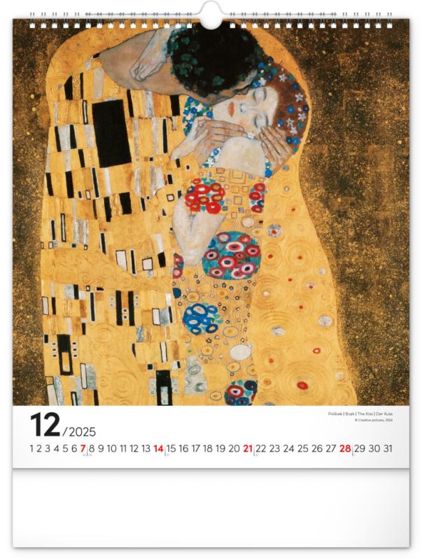 NOTIQUE Nástenný kalendár Gustav Klimt 2025, 30 x 34 cm