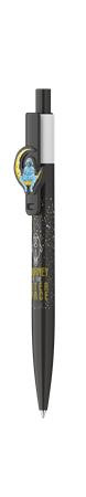 Guľôčkové pero, 0,8 mm, stláčací mechanizmus, ICO "Astronaut", čierne-biele 2