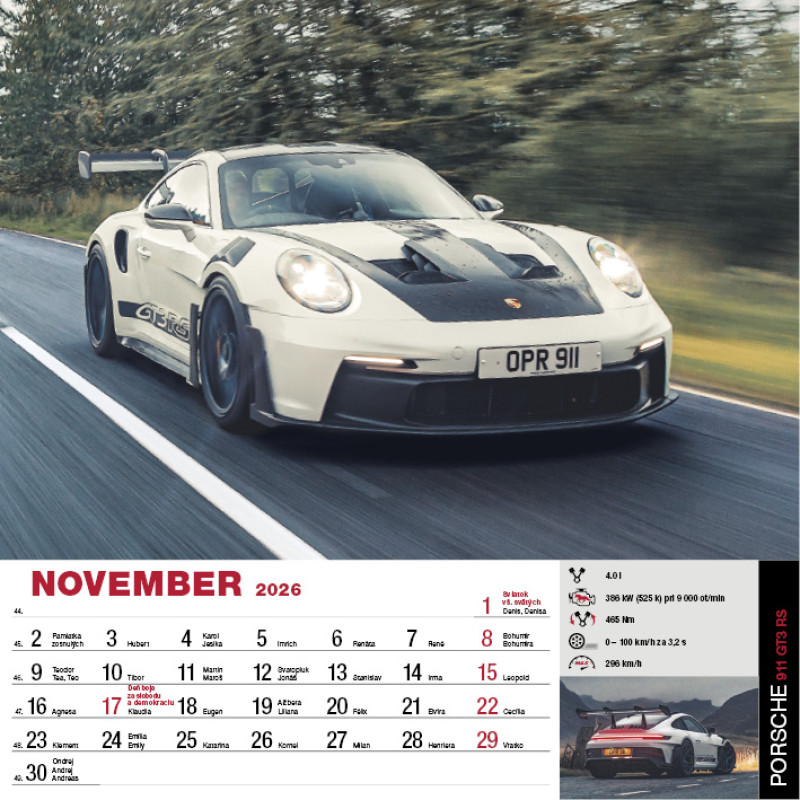 Nástenný kalendár Sports Cars 2026 11