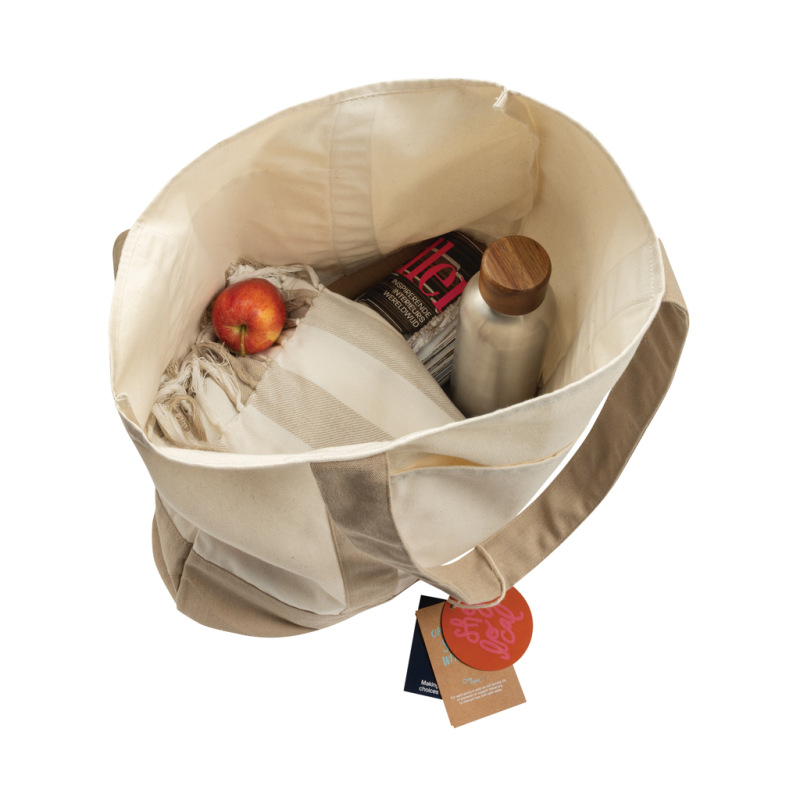 SHOP LOCAL AWARE™ recyklovaná bavlnená taška tote s gramážou off white 3