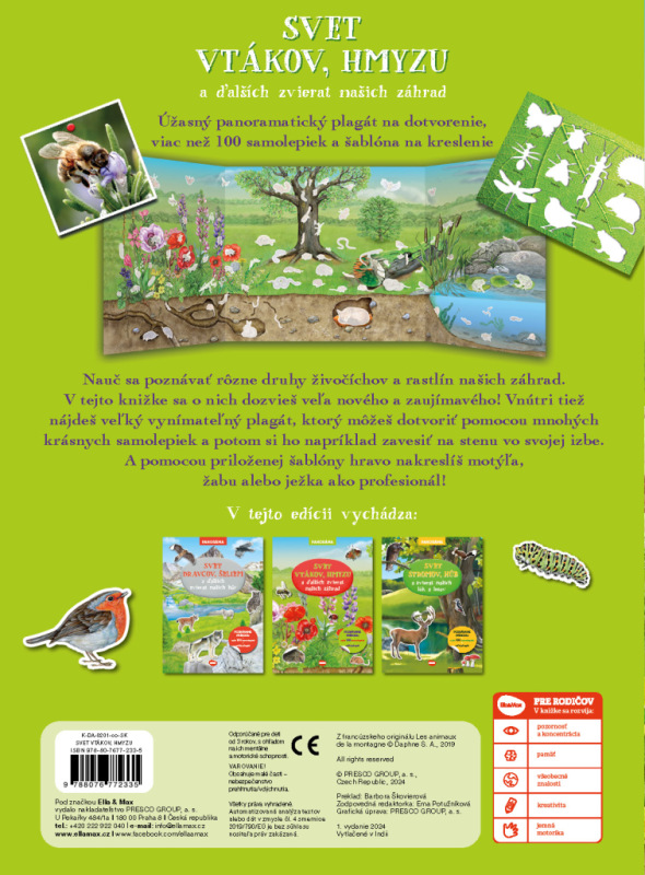 SVET VTÁKOV, HMYZU a ďalších zvierat našich záhrad – Knižka s plagátom a samolepkami 3