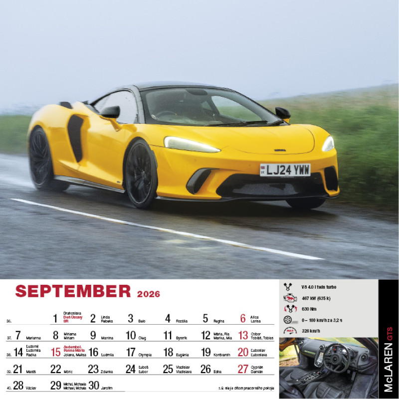 Nástenný kalendár Sports Cars 2026 9
