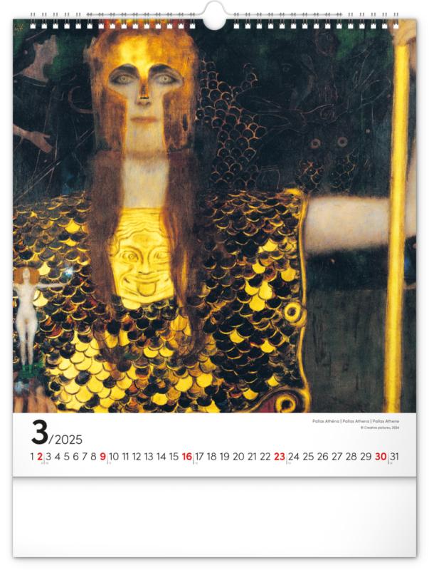 NOTIQUE Nástenný kalendár Gustav Klimt 2025, 30 x 34 cm