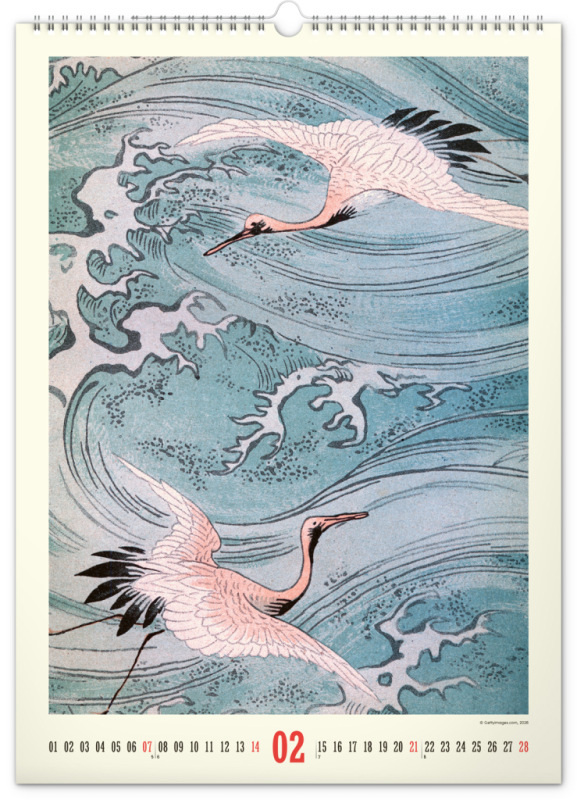 NOTIQUE Nástenný kalendár Vintage plagáty – japonské umenie 2027, 33 x 46 cm 2