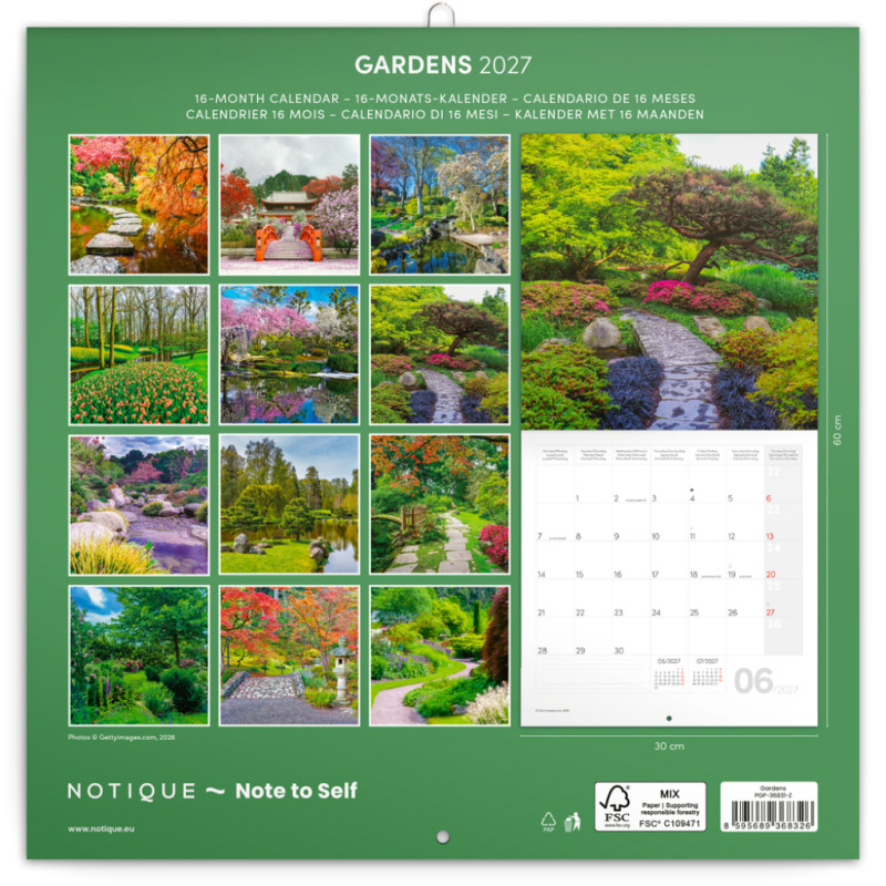 NOTIQUE Grid calendar Gardens 2027, 30 x 30 cm 14