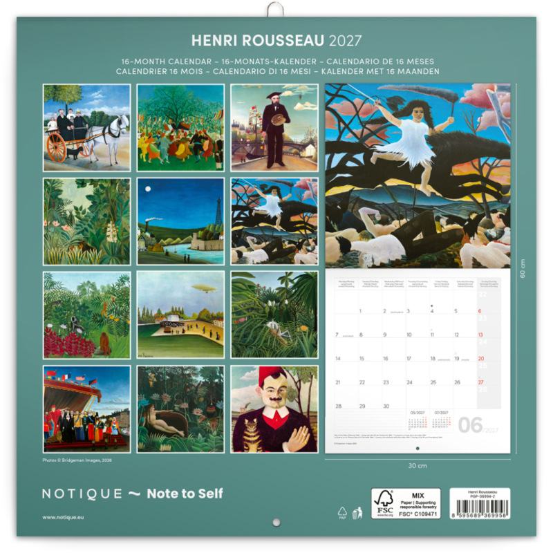 NOTIQUE Grid calendar Henri Rousseau 2027, 30 x 30 cm 14
