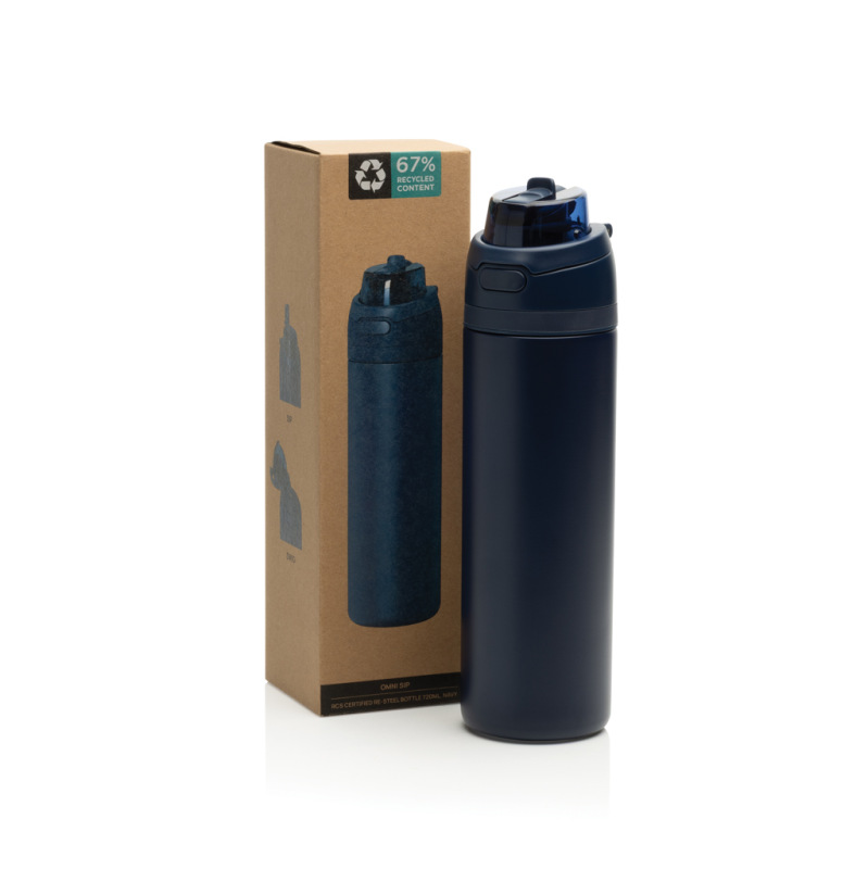 Uzatvárateľná fľaša Omni Sip 720ml z RCS recyklovanej ocele námornícka modrá 2