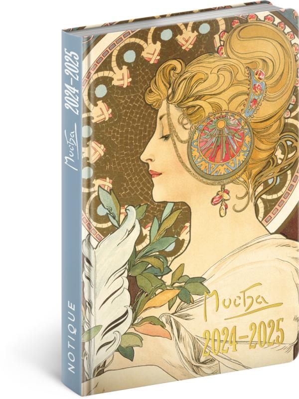 NOTIQUE 18-mesačný diár Petito – Alfons Mucha 2024/2025, 11 x 17 cm