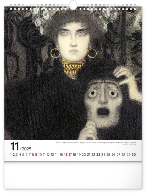 NOTIQUE Nástenný kalendár Gustav Klimt 2025, 30 x 34 cm