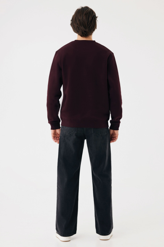 IQONIQ Toria Unisex mikina s okrúhl. výstrihom z rec. bavlny merlot M 8
