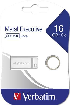 USB kľúč, 16GB, USB 2.0,  VERBATIM "Executive Metal", strieborná