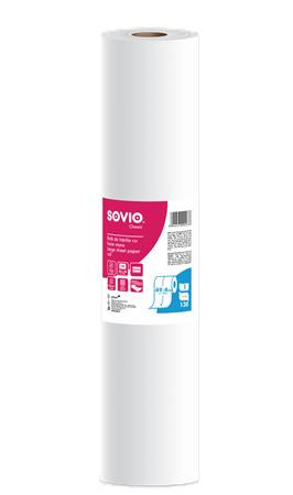 SOVIO Prekrývacia papierová rolka na vyšetrovací stôl, 2-vrstvová, 59 cm × 50 m, 130 hárkov, zna