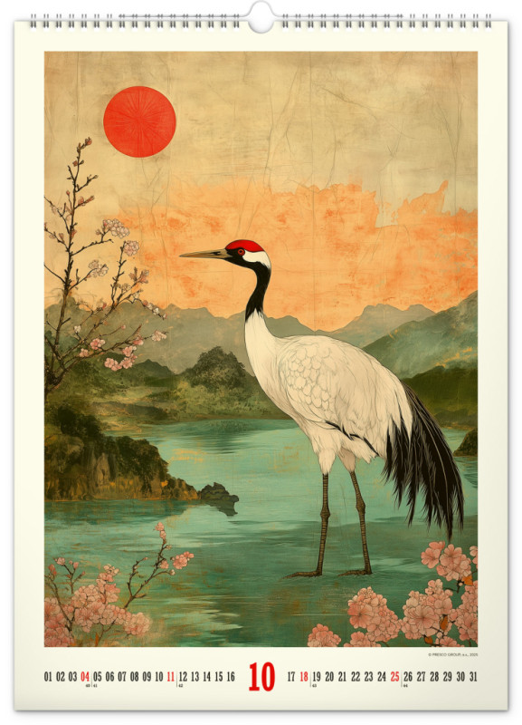 NOTIQUE Nástenný kalendár Vintage plagáty – japonské umenie 2026, 33 x 46 cm 10