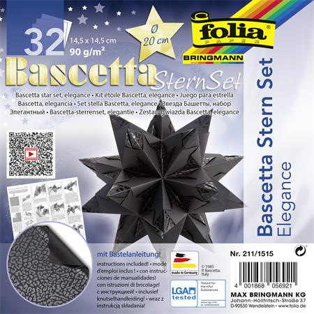 Bascetta hviezda, sada, 14,5x14,5 cm, 90 g, 32 listov, FOLIA, čierna-divočina 1