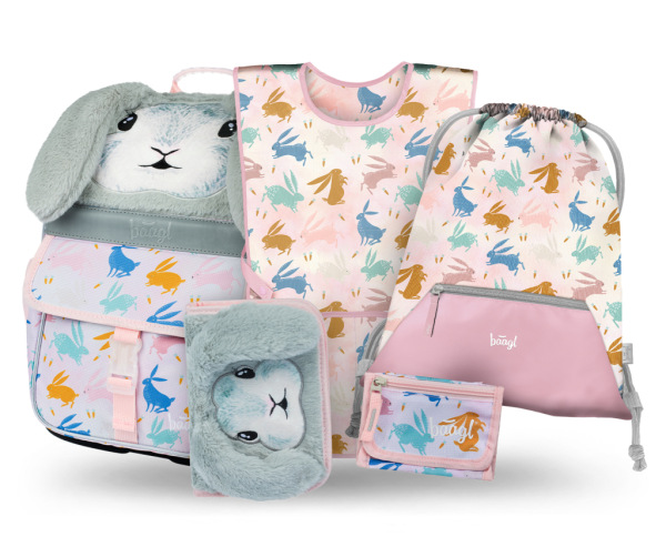 BAAGL SADA 5 Zippy Bunny: aktovka, peračník, vrecko, zástera, peňaženka