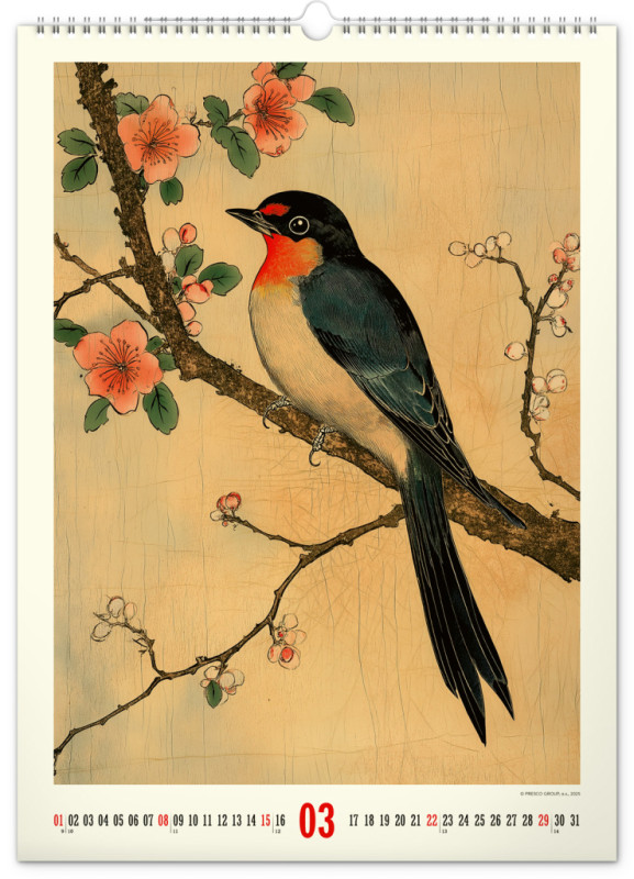 NOTIQUE Nástenný kalendár Vintage plagáty – japonské umenie 2026, 33 x 46 cm 3