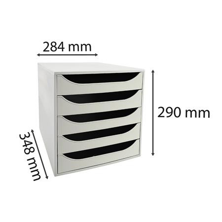 Úložný box na dokumenty, plastový, 5-zásuvkový, EXACOMPTA "Ecobox Office", sivý 6