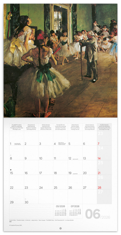 NOTIQUE Poznámkový kalendár Edgar Degas 2026, 30 x 30 cm 1
