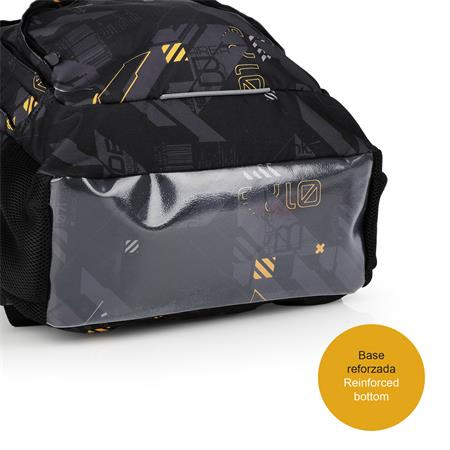 Školská taška, so zipsom, GABOL "Byte", čierna, geometrický vzor 5