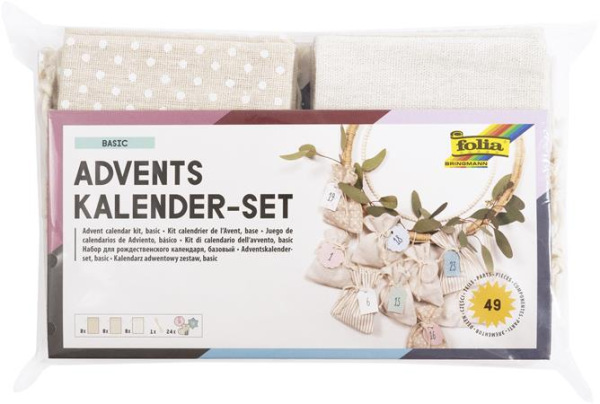 Adventný kalendár, s vrecúškami, textil, FOLIA "Nature", vianočné vzory 1