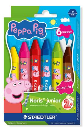 Voskovky, šesťhranné, jumbo, STAEDTLER „Noris® junior 224”, Peppa Pig, 6 farieb