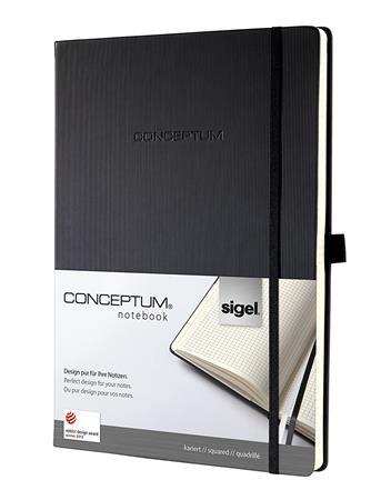 Zápisník, A6, štvorčekový, 97 strán, tvrdá obálka, SIGEL "Conceptum", čierna