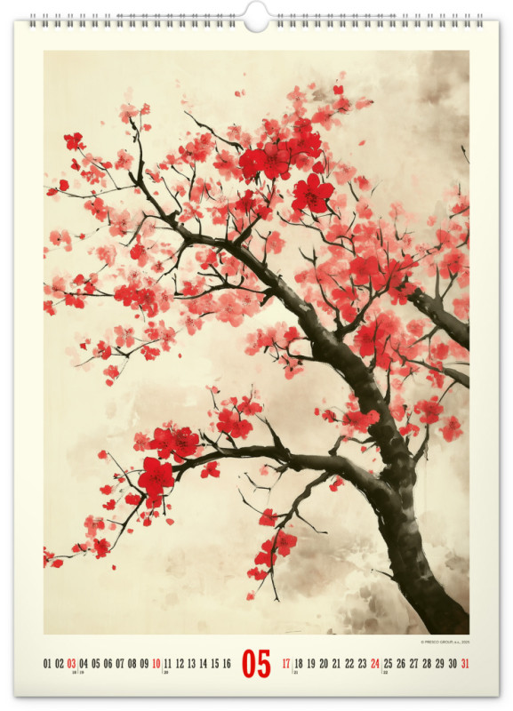 NOTIQUE Nástenný kalendár Vintage plagáty – japonské umenie 2026, 33 x 46 cm 5