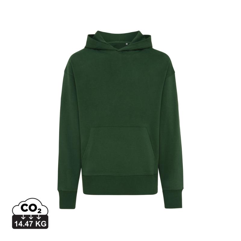 Mikina s kapucňou Iqoniq Yoho relaxed fit z recykl. bavlny forest green XXS