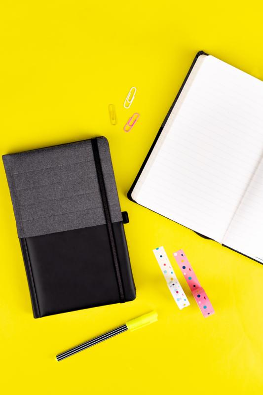 NOTIQUE Notebook Skiver, čiernosivý, linajkovaný, 13 x 21 cm