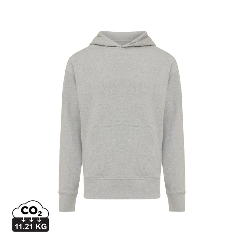 Mikina s kapucňou Iqoniq Yoho relaxed fit z recykl. bavlny heather grey XXS