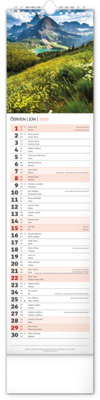 NOTIQUE Nástenný kalendár Krajina CZ/SK 2025, 12 x 48 cm