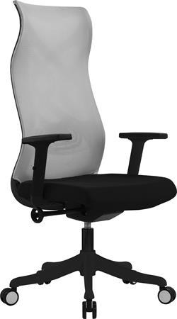 . Kancelárska otočná stolička, operadlo zo šedej sieťoviny, čierne sedadlo, čierny plastový