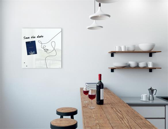 Magnetická sklenená tabuľa, 48x48x1,5 cm, SIGEL "Artverum® ", čiarová kresba 4