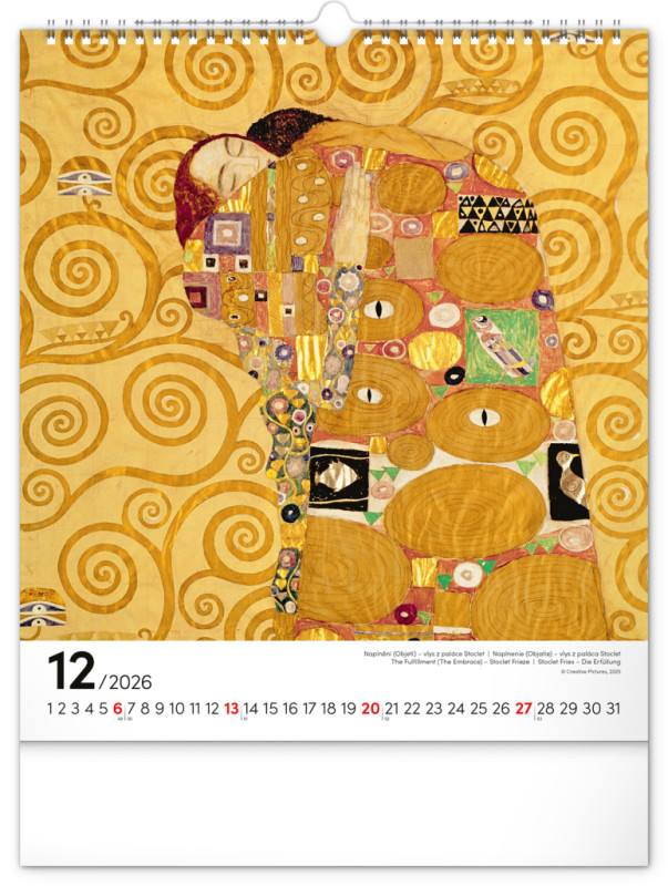 NOTIQUE Nástenný kalendár Gustav Klimt 2026, 30 x 34 cm 12