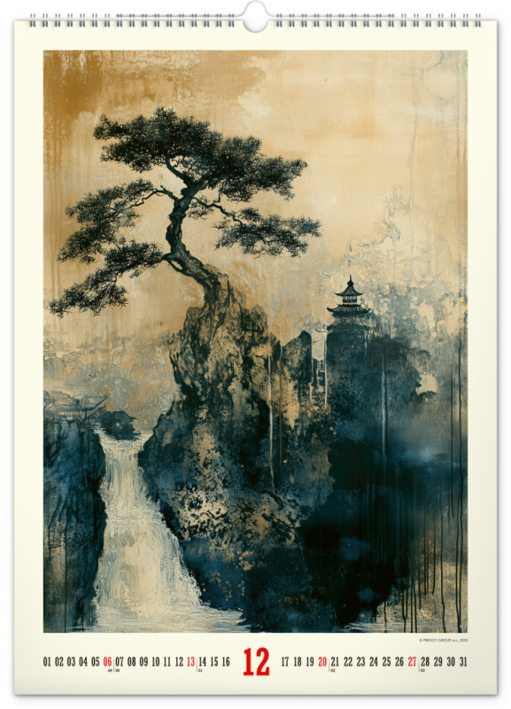 NOTIQUE Nástenný kalendár Vintage plagáty – japonské umenie 2026, 33 x 46 cm 12
