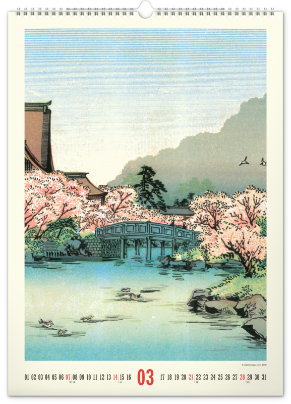 NOTIQUE Nástenný kalendár Vintage plagáty – japonské umenie 2027, 33 x 46 cm 3