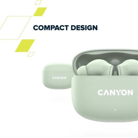 Slúchadlá, TWS bezdrôtové, Bluetooth 5.4, CANYON "OnGo 9", zelené 7