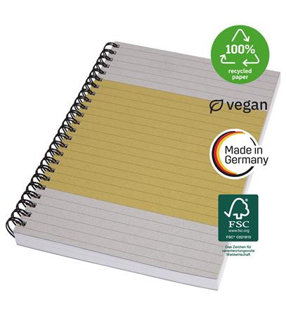 Špirálový zošit, A5, linajkový, 80 lap, mäkká obálka, SIGEL "Quicknote", žltý-sivý 3