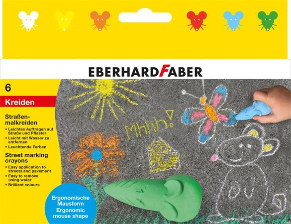 Krieda na asfalt, tvar myšky, EBERHARD FABER, 6 rôznych farieb 1