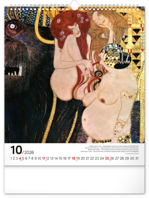 NOTIQUE Nástenný kalendár Gustav Klimt 2026, 30 x 34 cm 10