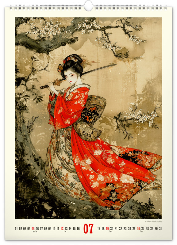 NOTIQUE Nástenný kalendár Vintage plagáty – japonské umenie 2026, 33 x 46 cm 7