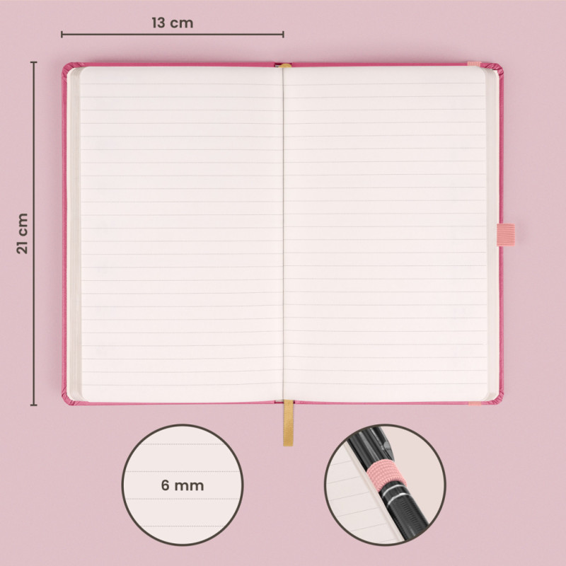 NOTIQUE Pracovný notes Ružový, linajkovaný, 13 x 21 cm 1