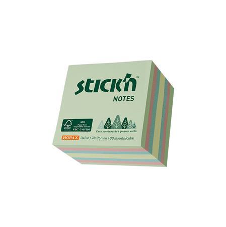 Samolepiaci blok, 76x76mm, 400 listov, STICK N, farby lesa, mix pastelových farieb 1