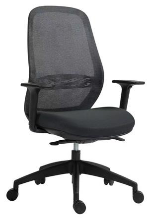 MAYAH Kancelárska stolička, s opierkami, čierne čalúnenie, sieťové operadlo, čierny podstavec, M 1